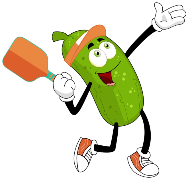 Pickle mascot ready to serve