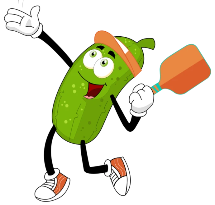 Pickle mascot returning the ball
